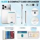SHIELDON Genuine Leather Strong Magnetic Wallet for MagSafe Mem Women, Phone Wallet Stand, 6 Card Holders, Angle Adjustment, RFID Blocking, Compatible with iPhone 17/16/15/14/13/12 Series - White