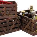 Wooden Storage Crates Nested Crates Set of 3 (Large,Medium,Small),Farmhouse Decorative Boxes with Handles for Home Organization,Display,Brown Wood Crates