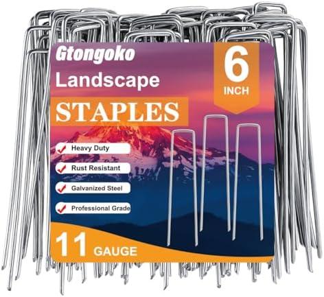Gtongoko 500 Pack Galvanized Landscape Staples Garden Stakes Plant Cover Stakes 6 Inch 11 Gauge SOD Staples Ground Stakes for Landscaping Securing Weed Barrier Fabric, Christmas Decorations