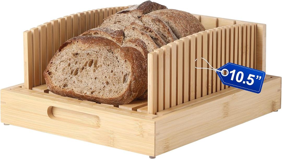 10.5" Sourdough Bread & Homemade Bread Slicer, Adjustable Wide & Homemade Loaves Bread Slicer  Anti-Slip, Crumb Tray, Customizable Thickness 10.5" Sourdough Bread & Homemade Bread Slicer, Adjustable Wide & Homemade Loaves Bread Slicer  Anti-Slip, Crumb Tray, Customizable Thickness