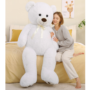 Tezituor Giant Teddy Bear 5ft, Large White Teddy Bear Plush Toy 59", Fluffy and Soft Teddy Bear Stuffed Animal for Girlfriend, Boyfriend, Birthday, Anniversary