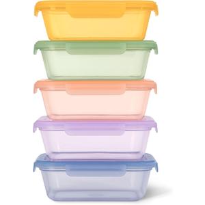 Ello Snap & Nest 10-Piece 4.5 Cup Plastic Meal Prep Set, Reusable Food Containers for Healthy Eating, Freezer, Dishwasher Safe, Cactus Blooms