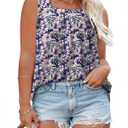 VOGRACE Tank Tops Plus Size Women Summer Square Neck T Shirts Casual Sleeveless Tunics Floral Print YH010 2XL (Purple, XXL)