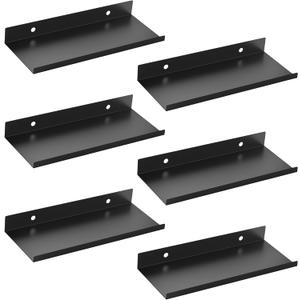 6 Pack 10 X 4 Inch Pegboard Shelves, Metal Peg Board Shelves Accessories, Can Be Used for Walls or Pegboards, Suitable for Bathroom,Kitchen and Garage for Storage and Organization, (Black, 10X4, 6)