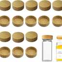 16 Pcs Bamboo Spice Jar Lids Fits Square Containers Seasoning Bottle Sealing Lids Fit Only 4 oz and 8 oz (Bamboo)