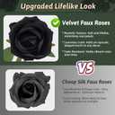 Black Roses Artificial Flowers 50 Pack in Bulk, Fake Roses Flowers Realistic Roses for Halloween Gothic Wedding Home Party Decoration Event Gift (Black)
