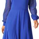Seta T Women's Long Sleeve Dresses Round Neck Elegant Cocktail Party Work Knee Length Dress