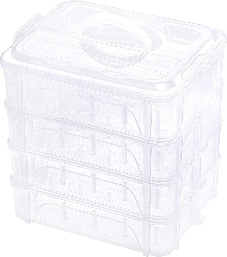 New brothread 4 Layers Stackable Clear Storage Box/Organizer for Holding 80 Spools Home Embroidery & Sewing Thread (Spool Size Requirement: Height2.2"/5.6CM; Width1.69"/4.3CM)