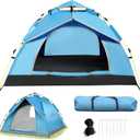 Quick Set Up Waterproof 4-Person Camping Tent with Bug Netting - Instant Pop-Up Tent for Family Camping & Hiking | All-Weather 4-Season Outdoor Shelter (2-3 people, lake blue)