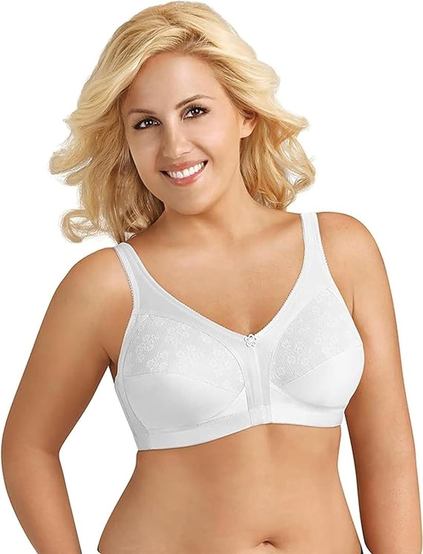 Exquisite Form Womens Women's Side Shaping Bra with Lace 5100548 (36D, White)