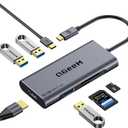 USB C Hub, QGeeM USB 4k to HDMI Adapter, 7 in 1 USB-C Dongle with 100W PD,USB 3.0, Card Reader, Compatible for MacBook iPhone 15/16 Ipad Pro max,Chromebook Laptop USB Type C Dock-Classic Grey