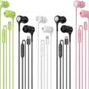USB C Earbuds with Microphone 5 Pack, in-Ear Wired Headphones with Noise Isolating, Type C Earphone Heavy Bass Stereo Headsets Compatible with iPad, Android Smartphones, for Most USB-C Devices (Blue-Type C)