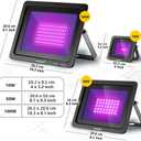 Everbeam 365nm 50W UV LED Black Light - High Performance LED Bulbs, IP66 Waterproof - Ultraviolet Flood Lighting for Aquarium, Indoor or Outdoor Parties, Stage - Party Supplies, Halloween Decorations