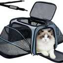Double Expandable Cat Carrier,Airline Approved Soft-Sided Pet Travel Carrier for Small Dogs Cats under 15 lbs,Waterproof 600D Oxford Fabric with Washable Replacement Liner,Odor-Free & Claw-Proof(Blue)