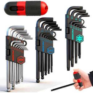 36-Pieces Ultimate Allen Wrench Set, Premium Hex & Torx Key Set, SAE & Metric Hex, Ball End Torx Wrenches with Extra