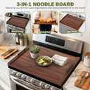 Noodle Board Stove Cover with Handles, Ultra Thick Wood Stove Top Cover Board for Electric/Gas Stove, Counter Space Top Covers Used As Sink Covers & Decorative Tray (Walnut Color)