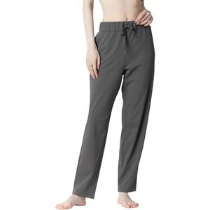 Leapstride Women's Track Pants with Back Zip Pocket - 4-Way Stretch Moisture-Wicking Fabric, Multi-Pockets for Daily Wear, Gray Medium