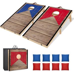 Portable Cornhole Board Set with Bean Bags 2 ft x 1 ft or 3 ft x2 ft or 10.16 * 5.04 Inch Foldable Corn Hole Games for Adults and Kids Indoor or Outdoor Corn Hole Toss Games Backyard Tarvel (Light Wood)