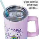 Silver Buffalo Sanrio Hello Kitty and Friends Featuring My Melody, Kuromi, and Pompompurin Rainbow Ombre Stainless Steel Tumbler with Handle and Straw, Fits in Standard Cup Holder, 40 Ounces