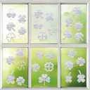 48PCS Shamrock Window Decals for Bird Strikes Anti Collision Decals to Save Birds from Collisions,Non Adhesive Reusable Vinyl Rainbow Window Stickers