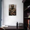 African King Wall Art African American Wall Art Afro King Crowns Portrait Artwork Picture Abstract Canvas Prints Painting Framed for Living Room Bedroom Home Decor Framed(28''W x 44''H)