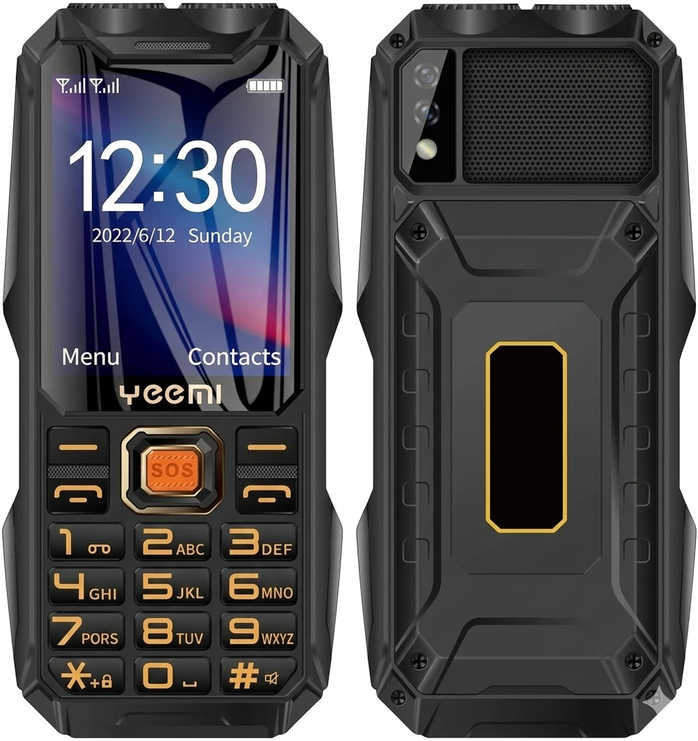 2G Rugged Phone, Unlocked Cell Phone for Seniors/Kids, Elderly Mobile Phone with 2.6in Screen, 16800mAh Battery, Dual LED Flashlight, Big Speaker, SOS, Radio, Bluetooth (Black)
