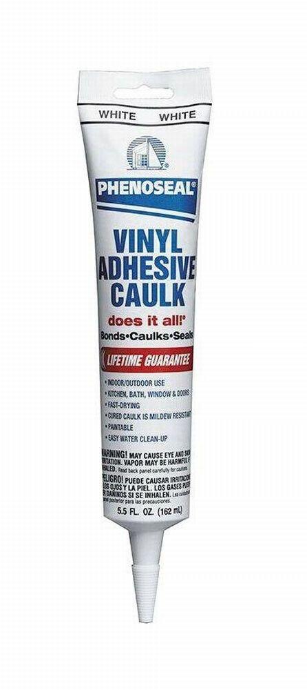 Phenoseal White Vinyl Adhesive Caulk 5.5 oz.