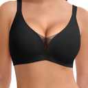 LUCKMEEY Bras for Women No Underwire Deep V Wireless Bra Push Up Seamless Bras Full Coverage Bralettes Everyday Bra (X-Large, Black)