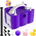 Balloon Pump Electric, 3-in-1 Portable Air Pump for Balloons and Inflatables, Fast Inflator Deflator for Pool Floats, Air Mattress, Birthday Party Decorations (Purple)