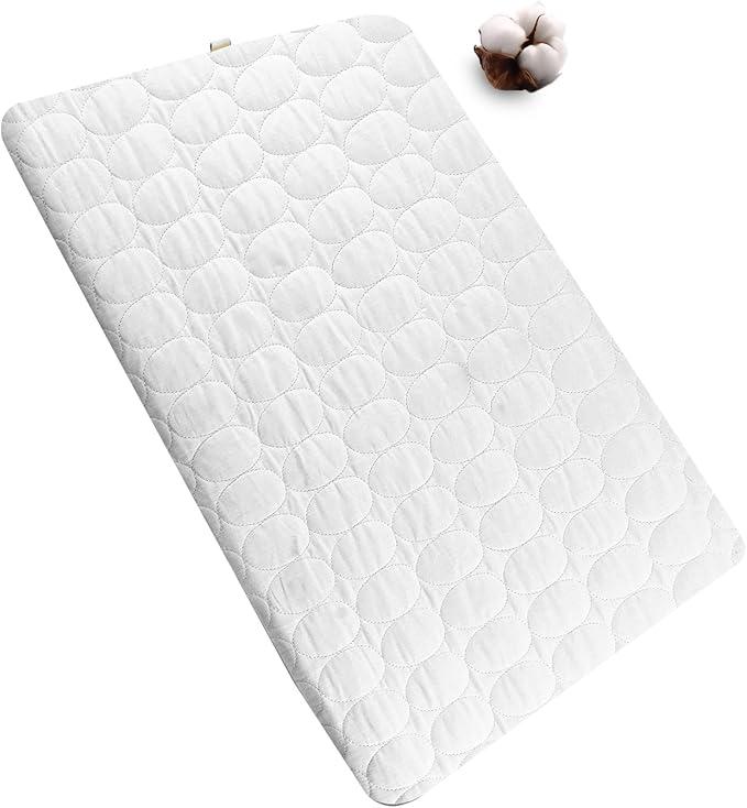 Bamuho Waterproof Pack and Play Sheets Fitted Quilted, 100% Cotton Pack and Play Mattress Protector, Fits Graco Pack n Play, Baby Portable Mini Cribs, Duck Egg Pattern Quilted - 39" x 27"