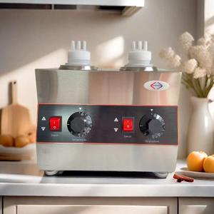 Electric Cheese Sauce Dispenser & Hot Fudge Warmer with 650ml Squeeze Bottles - Adjustable Temperature 86-185 - Commercial Grade 110V