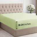 Extra Deep Twin XL Fitted Sheet - Hotel Luxury Single Fitted Sheet Only - Easily Fits 18 to 24 inch Mattress - Ultra Soft, Wrinkle Free with Extra Deep Pockets - Breathable & Comfy - Light Sage Green