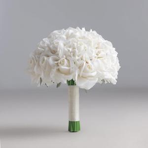 10 Inch Wedding Bouquets for Bride, Morandi White Cream White Real Touch Faux Roses Flowers, Ivory Roses Artificial Flowers, Bridal Bouquets for Wedding Prom