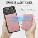 for iPhone 17 Pro Max Wallet Case Compatible with Magsafe, Magnetic RFID Blocking Card Holder Kickstand 2 in 1 Detachable Case for iPhone 17 Pro Max 6.9", Rose Pink