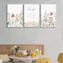 3 Pcs Wildflower Canvas Wall Art Girl Nursery Wall Decor Flower Print picture Floral Botanical Painting artwork for Baby Girl Nursery Decor Inspirational Wall Art Office Decoration,16x24in