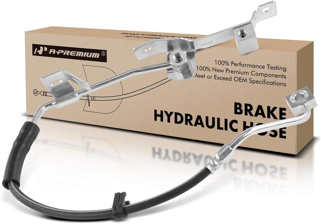 A-Premium Front Driver Brake Hydraulic Hose Compatible with Select Dodge Models - Ram 1500 2004-2005, 2-Wheel ABS, with Bracket, with 2 Line Clips - Replace# 52121290AC