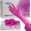 FINITEX Nitrile Disposable Latex-Free Gloves - 3.5mil 100PCS Powder-Free Latex Free Cleaning Medical Exam Food Gloves (Rose Red (X-small 100))