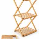 3-Tier Bamboo Folding Shelf, Multi-Purpose Storage Rack for Shoes, Plants, Camping Gear, Entryway, Closet, Bedroom, Hallway & Outdoor Use, Space-Saving Foldable Organizer