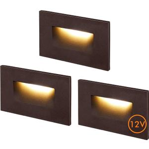 CLOUDY BAY 12V Low Voltage 3 Color Indoor and Outdoor LED Step Light,3000K/4000K/5000K,Stair Light,Oil Rubbed Bronze,3 Pack, Wet Location(Low Voltage Transformer is Required)