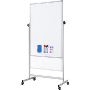 Rolling Whiteboard on Wheels, 32x48 Inches Double-Sided Magnetic Dry Erase Board with Stand, Height Adjustable Mobile White Board Easel for Classroom Home Office