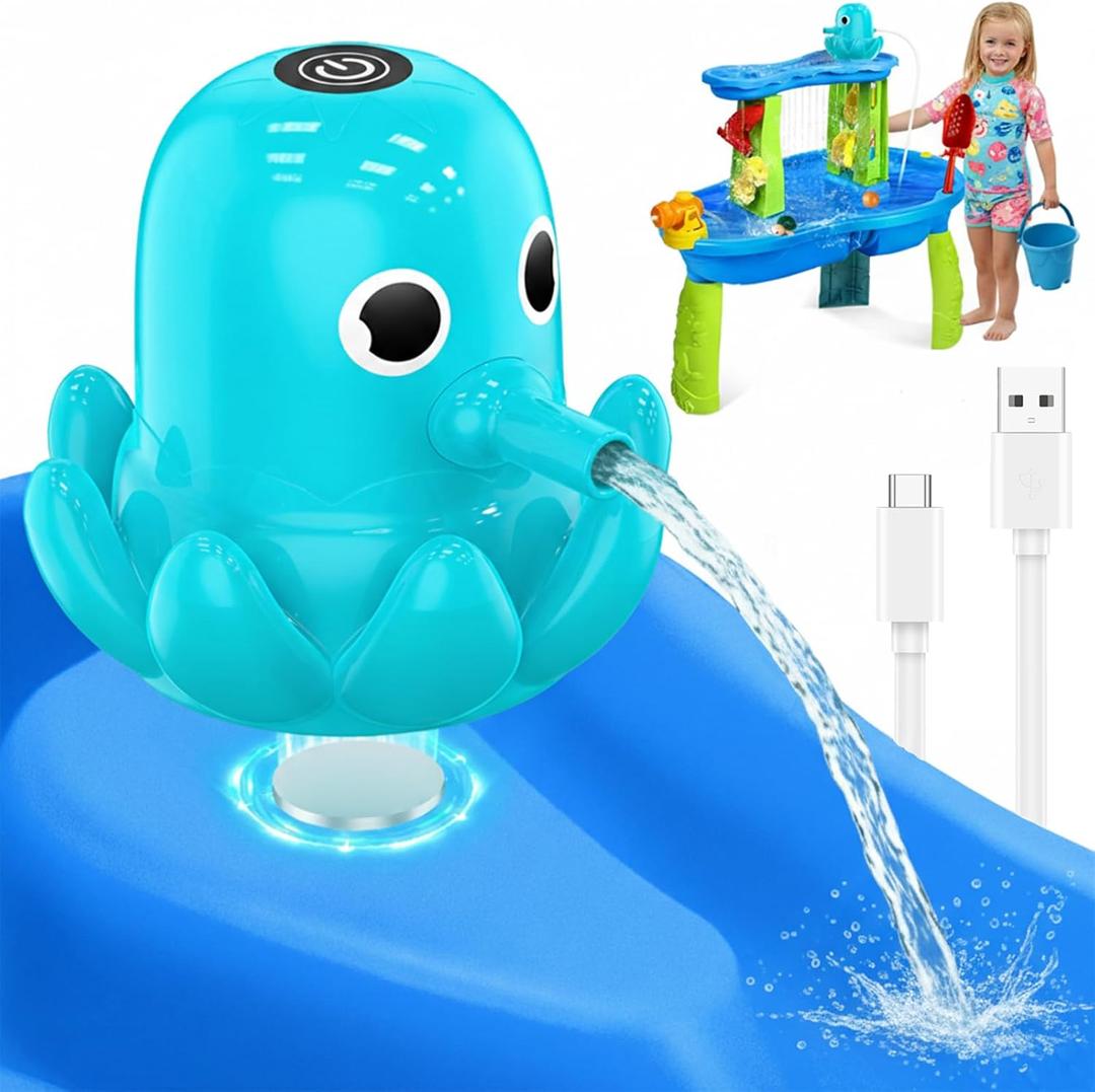 2 x Water Table Pump, Battery Powered Continuous Water Pump for Water Table, Cordless Octopus Rechargeable Magnetic Pump, No Drill Installation, Outdoor Water Play Accessory for Kids (Green)