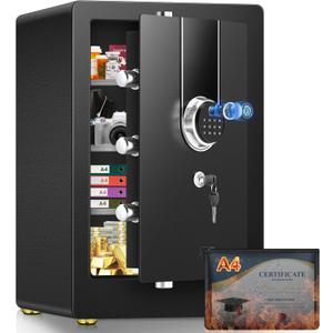 5.5 Cuft Biometric Fireproof Safe For Home, Heavy Duty Safe Box Fireproof Waterproof, Large Document Safety With Keypad and Dual alarms, Digital Security Safety Box for Money Jewelry