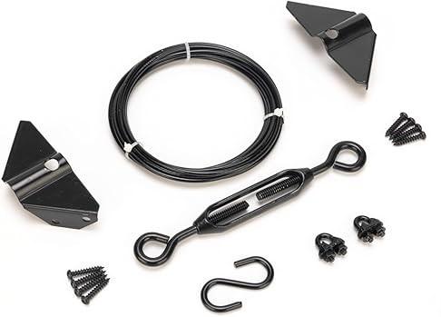 Anti Sag Gate Kit for Wooden Fence Gate, Anti-Sagging Gate Support Cable Kit in Zinc, Door Repair Kit for Outdoor, Anti-Sag Frame Fence Gate Kit Steel Gate Hardware, Black, 1 Pack