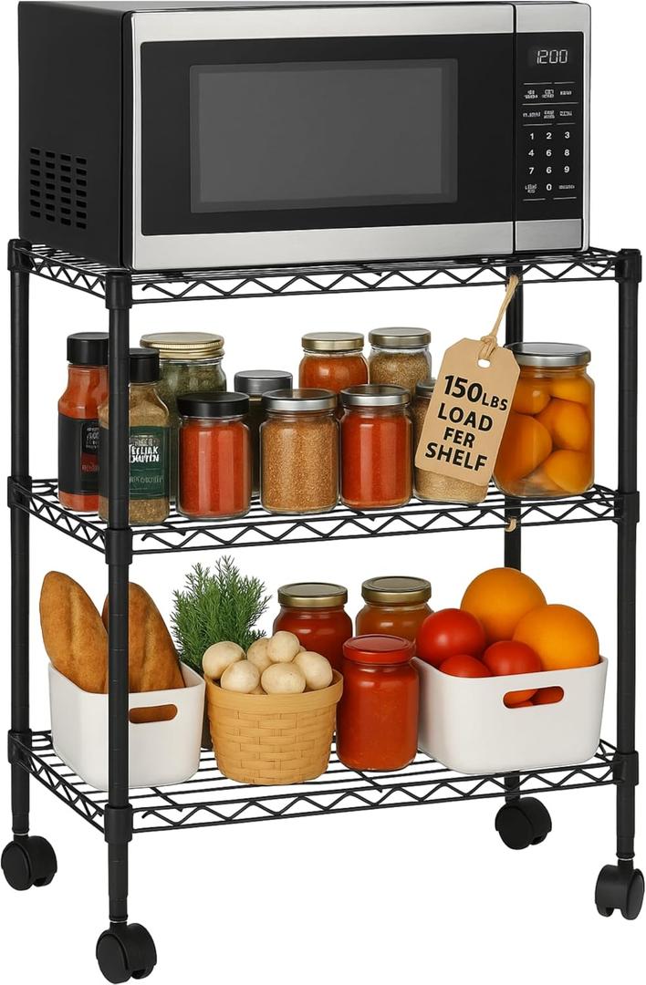 3 Tier Wire Shelving Unit Storage Rack, Metal Heavy Duty Utility Organizers, Organization Units for Metal Shelves, Pantry, Garage, Laundry Racks Durable Shelf Stand, 14"W x 24"L x 30"H, Black 3 Tier Wire Shelving Unit Storage Rack, Metal Heavy Duty Utility Organizers, Organization Units for Metal Shelves, Pantry, Garage, Laundry Racks Durable Shelf Stand, 14"W x 24"L x 30"H, Black