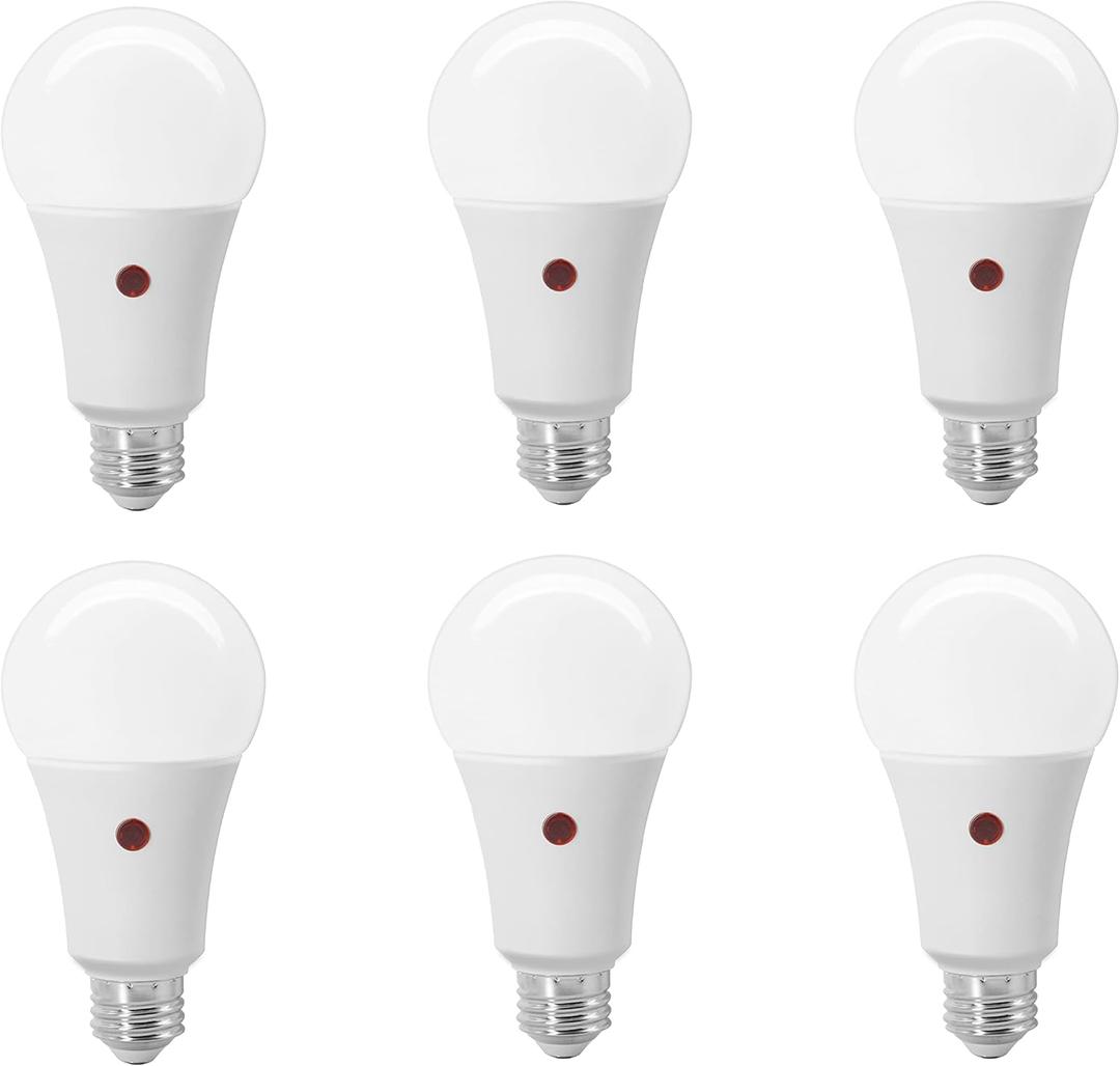 SYLVANIA Dusk to Dawn A21 LED Light Bulb with Auto On/Off Light Sensor, 100W=13W, 1500 Lumens, 5000K, Daylight - 6 Pack (41293)