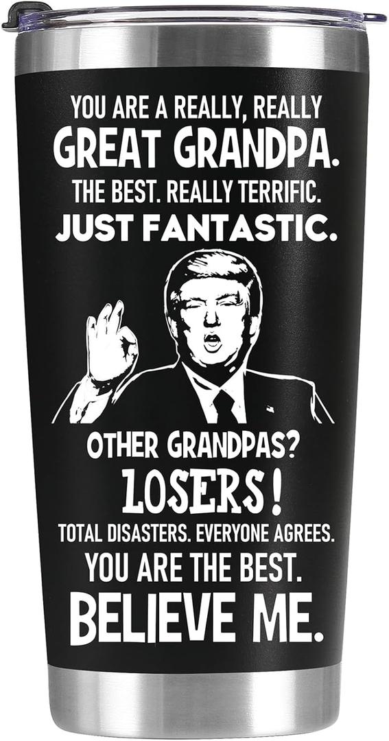 Gifts for Grandpa Gift, Best Grandpa Ever Gifts - Great Christmas Birthday Gifts from Grandchildren Grandson Granddaughter, Grandfather Gift, 20 OZ Tumbler Cup, Black