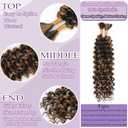 Human Braiding Hair Mix Synthetic Boho Hair for Braiding, 18 Inch Deep Wave Bulk for Boho Braids 2 Pcs Curly Bohemian Wet and Wavy Braiding Hair (P4/27#, 18 Inch)
