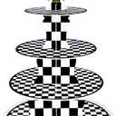 AMZWKT 4-Tier Extra Large Race Car Cupcake Stand - Reusable Cardboard Dessert Tower for Racing Theme Cupcake Tower for Cars Birthday Decorations Race Car Party Supplies