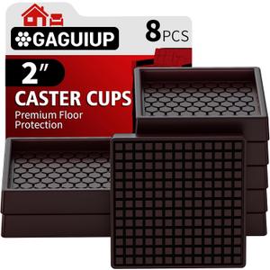 Non Slip Furniture Pads - 2x2 Anti Skid Caster Cups, 8PCS Square Chair Coasters for Hardwood Floors, Anti Slide Furniture Cup Bed Floor Protectors, Furniture Stoppers to Prevent Sliding(Brown)