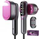 Portable Travel Steamer: 2-in-1 Mini Handheld Garment Steamer Iron - Fast 15s Heat Up & 5 Steam Settings - Large Ceramic Panel - Purple Pink Color - 110-120V Purple Pink